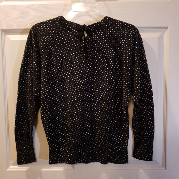 Black and White Polka Dot Sweater w/ Dolman Sleeve - Picture 4 of 4